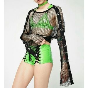 Dolls Kill Bell Sleeve Fishnet Top NWT Sm/M